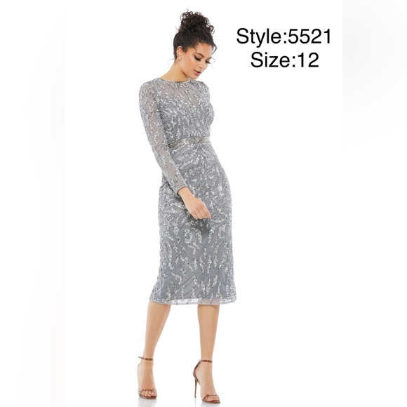 Mac Duggal Dresses & Skirts - Sequined long sleeve midi dress